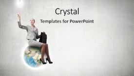  Presentation with happiness - Presentation theme featuring planets free - happiness businesswoman sit on top background and a light gray colored foreground