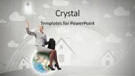  Presentation with happiness - Cool new slides with planets free - happiness businesswoman sit on top backdrop and a light gray colored foreground