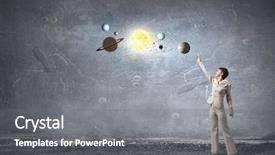  Presentation with planets - Beautiful PPT theme featuring planets of sun system backdrop and a gray colored foreground