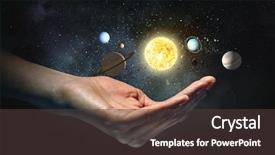  Presentation with planets - Slide deck with planets of sun system background and a tawny brown colored foreground