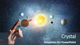  Presentation with planets - PPT theme consisting of planets of sun system background and a ocean colored foreground