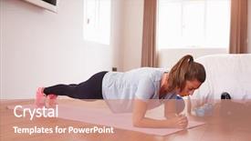  Presentation with exercises - Amazing slides having plank - woman doing fitness exercises backdrop and a coral colored foreground