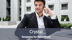  Presentation with cell phone towers - PPT theme featuring plankton - cheerful young businessman sitting background and a ocean colored foreground