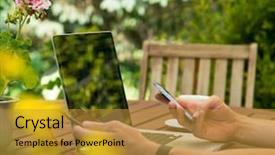  Presentation with garden - Amazing presentation design having planned response - young man working from garden backdrop and a gold colored foreground