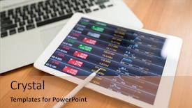  Presentation with market data - Theme consisting of planner - digital tablet with stock market background and a coral colored foreground
