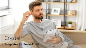  Presentation with planning - Slide deck consisting of planning-and-people-concept-man background and a coral colored foreground