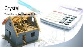  Presentation with project - Slides with planning budget - having a new house project background and a white colored foreground