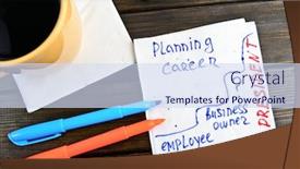  Presentation with cup coffee - PPT layouts enhanced with planning-career-think-positive-handwriting background and a sky blue colored foreground