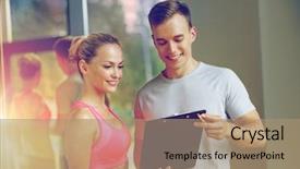  Presentation with diet low carb concept healthy - Presentation consisting of planning facilities - fitness sport exercising and diet background and a coral colored foreground