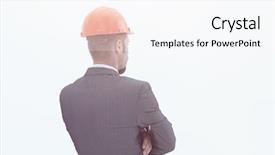  Presentation with mechanical engineering engineer tools - Cool new presentation theme with planning facilities - side view experienced engineer looks backdrop and a cool aqua colored foreground