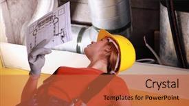  Presentation with industrial - Slides having planning facilities - women with a sketch background and a  colored foreground