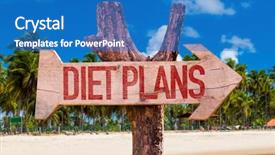  Presentation with diet - Presentation design featuring planning free - diet plans arrow with beach background and a teal colored foreground