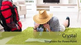  Presentation with planning - Amazing slide deck having planning his travel with map backdrop and a  colored foreground