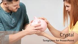  Presentation with family planning - Amazing presentation theme having planning of family budget backdrop and a coral colored foreground