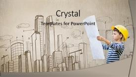  Presentation with hat - Slide deck having child labor - boy in hard hat reading background and a soft green colored foreground