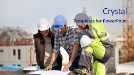  Presentation with site planning - Colorful slides enhanced with 3 year planning - meeting on a construction site backdrop and a sky blue colored foreground