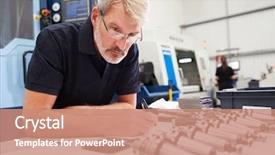  Presentation with cnc machine tool - Theme having planning project with cnc machine background and a coral colored foreground