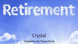  Presentation with blue sky - Beautiful presentation featuring planning retreat - retirement cloud word backdrop and a light blue colored foreground