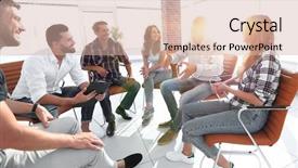  Presentation with lobby - Colorful slide deck enhanced with planning session - creative team sitting backdrop and a  colored foreground