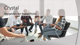  Presentation with lobby - Audience pleasing slide set consisting of planning session - creative team sitting backdrop and a  colored foreground