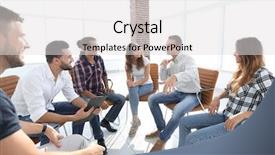  Presentation with unemployed team - Slide set enhanced with planning session - creative team sitting background and a  colored foreground