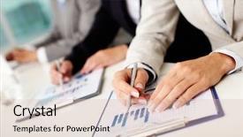  Presentation with pen - PPT layouts with planning session - image of female hands background and a lemonade colored foreground