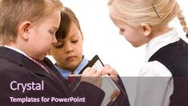  Presentation with kids play sports children sports - Beautiful presentation theme featuring planning success - portrait of three children discussing backdrop and a wine colored foreground