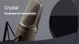  Presentation with recording studio - Beautiful slide deck featuring planograms - microphone in a recording studio backdrop and a  colored foreground