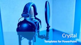  Presentation with recording studio - Presentation design with planograms - microphone in a recording studio background and a  colored foreground