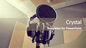  Presentation with recording studio - Slide set having planograms - microphone in a recording studio background and a  colored foreground