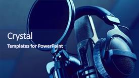  Presentation with tape recording studio - Amazing slide set having planograms - microphone in a recording studio backdrop and a  colored foreground