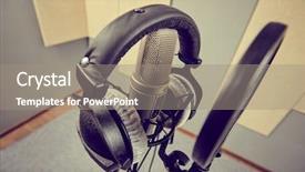  Presentation with recording studio - Slide deck enhanced with planograms - microphone in a recording studio background and a gray colored foreground