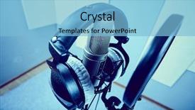  Presentation with recording studio - PPT theme enhanced with planograms - microphone in a recording studio background and a  colored foreground