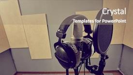  Presentation with recording studio - Theme having planograms - microphone in a recording studio background and a  colored foreground