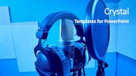  Presentation with recording studio - Audience pleasing PPT layouts consisting of planograms - microphone in a recording studio backdrop and a  colored foreground