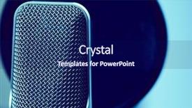  Presentation with tape recording studio - Beautiful presentation theme featuring planograms - microphone in a recording studio backdrop and a  colored foreground