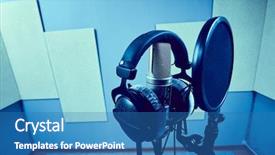  Presentation with recording studio - Presentation theme having planograms - microphone in a recording studio background and a  colored foreground