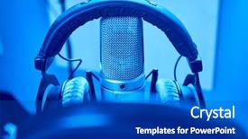  Presentation with tape recording studio - Slides with planograms - microphone in a recording studio background and a  colored foreground