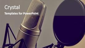  Presentation with tape recording studio - PPT layouts featuring planograms - microphone in a recording studio background and a  colored foreground