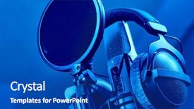  Presentation with tape recording studio - Amazing PPT theme having planograms - microphone in a recording studio backdrop and a  colored foreground