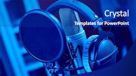  Presentation with recording studio - Beautiful slide deck featuring planograms - microphone in a recording studio backdrop and a  colored foreground