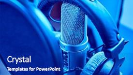  Presentation with recording studio - Theme consisting of planograms - microphone in a recording studio background and a  colored foreground