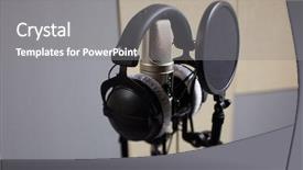  Presentation with recording studio - PPT layouts featuring planograms - microphone in a recording studio background and a  colored foreground