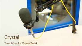  Presentation with radio station - Audience pleasing PPT layouts consisting of planograms - technology electronics and audio equipment backdrop and a  colored foreground