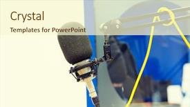  Presentation with radio station - Audience pleasing slides consisting of planograms - technology electronics and audio equipment backdrop and a  colored foreground