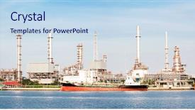  Presentation with oil refinery - Presentation theme enhanced with asia man in life jackets background and a gray colored foreground.