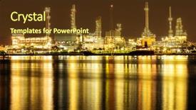  Presentation with oil refinery - Presentation design with plant along river with tanker background and a tawny brown colored foreground