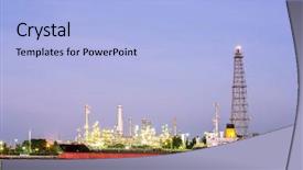  Presentation with oil refinery - Slides featuring plant along river with tanker background and a light blue colored foreground