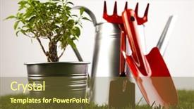  Presentation with garden tools - Cool new presentation theme with plant and garden tools backdrop and a tawny brown colored foreground