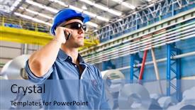  Presentation with steel plant - Amazing PPT layouts having plant cell - confident engineer in a steel backdrop and a teal colored foreground